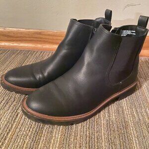 Maurices, black chuka-style zip-up booties
